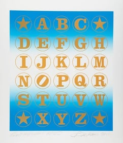 Robert Indiana "Blue/Gold Alphabet , 2011" Screenprint, AP 1/5 - Artist estate
