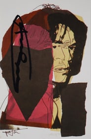 Andy-Warhol "Mick Jagger-FSII.139" Framed Announcement card, Hand signed