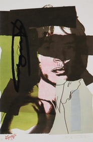 Andy-Warhol "Mick Jagger-FSII.145" Framed Announcement card, Hand signed