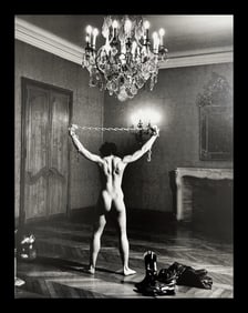 Helmut Newton, Nude Lisa Lyon Chains Fashion, 1980