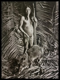 Sebastiao Salgado, Zo'e man with pet pig, 2009