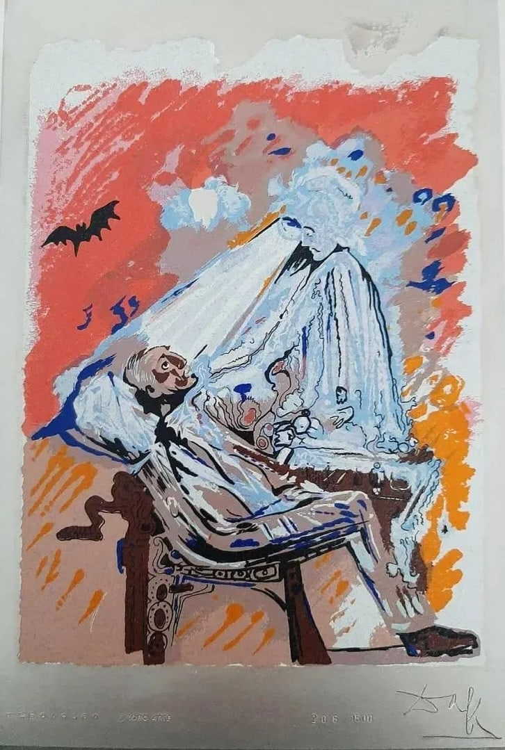 Salvador Dali, 'The Dentist', Signed Limited Edition Screen Print on Sterling Silver (1 of 2)