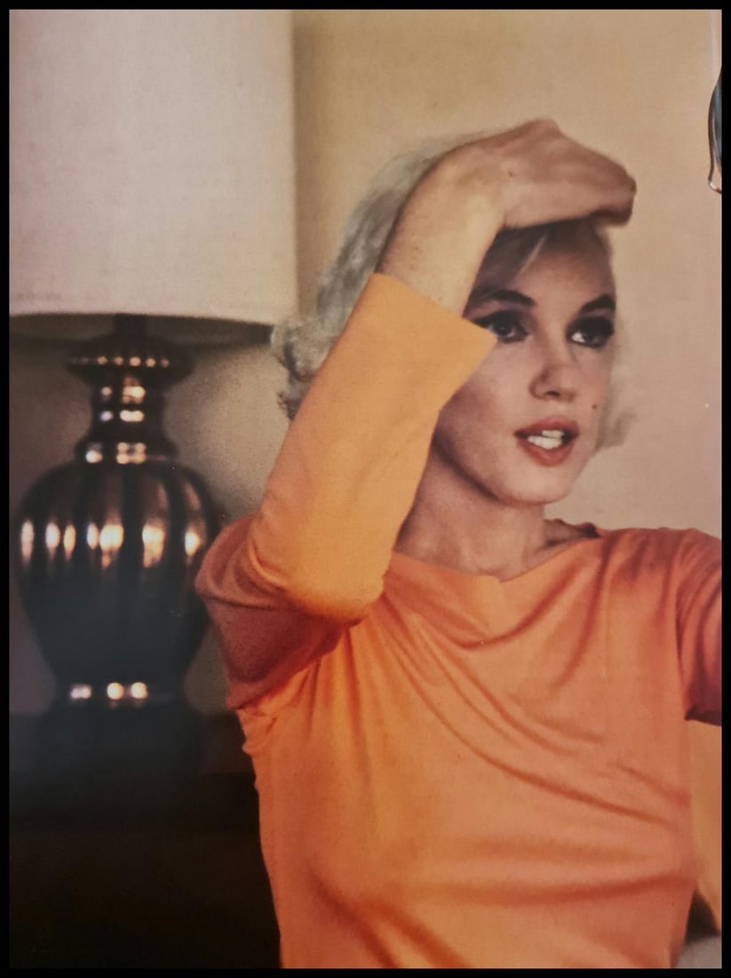 Marilyn Monroe checking vanity mirror: Photographer: George Barris Subject/Title: Marilyn Monroe checking vanity mirror Date Of Negative: Undated Type Of Print: Authentic Vintage Sheet Fed Photogravure/Heliogravure Date Of Print: 2000 Publ