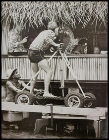 Adolphe Sylvain, Sylvain supervising a take during the filming of Teva dans operation gauguin, 1968