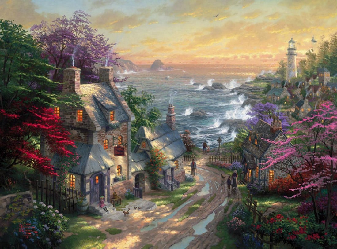 Thomas Kinkade, 'The Village Lighthouse Seaside I', Framed Limited Edition Lithograph (1 of 2)