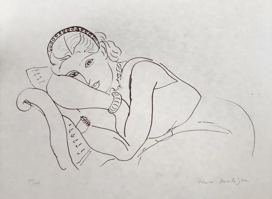 Henri Matisse 'Reclining Nude Ii -1960' Lithograph On Japon Paper: Henri Matisse 'Reclining nude II Lithograph on Japon hand-made paper Year- 1960 Size: 18x24 inches Framed Approx.: 28x34 inches Plate Signed & Numbered in pencil from the edition of 499, Dry stamp of