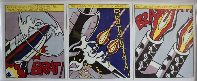 Roy Lichtenstein, 'As I Opened Fire', Hand-Signed Triptych Lithographs, 1966