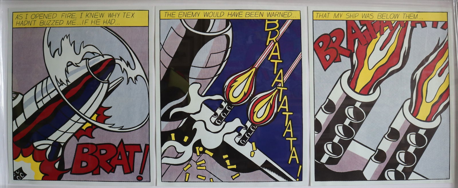 Roy Lichtenstein, 'As I Opened Fire', Hand-Signed Triptych Lithographs, 1966