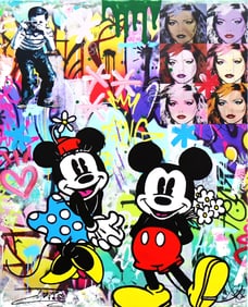 Jozza - Pop Art, "Blue Dress", Mixed Media Acrylic Painting, 24"x30"