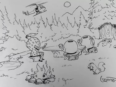 Michael Godard, Original Signed Ink Sketch, 11"x8.5"