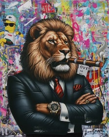 Jozza - Pop Art, "Majesty is Back", Mixed Media Acrylic Painting, 24"x30"