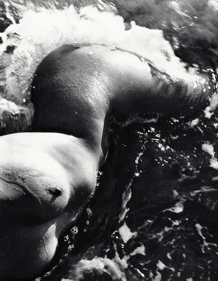 Lucien Clergue, Female Nude Woman Water Wave, 1960s -1: Photographer: Lucien Clergue (France, 1934 - 2014) - renowned French photographer with a diverse body of work, he is perhaps best known for his dynamic female nude studies in and around water which of