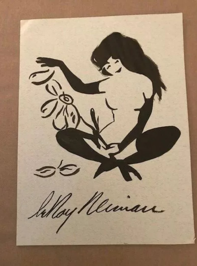 LeRoy Neiman, Playboy Femlin Plays with Her Petals, Original Signed Watercolor Drawing (1 of 3)