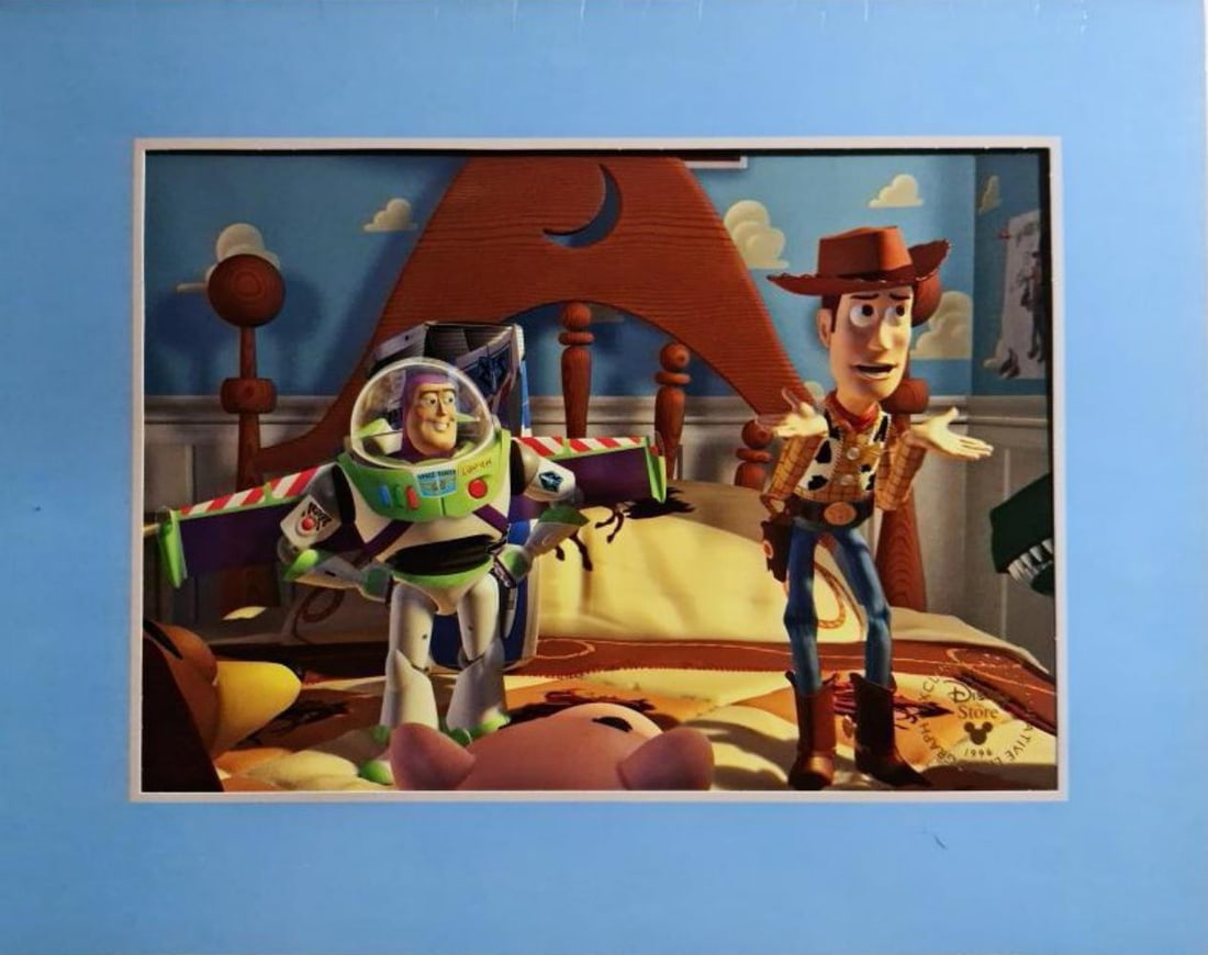 Disney, Toy Story, Commemorative Lithograph: Subject: Toy Story, Woody & Buzz Type: Lithograph Year: 1996 Size: 14" x 11" Country of Origin: USA Condition: Excellent