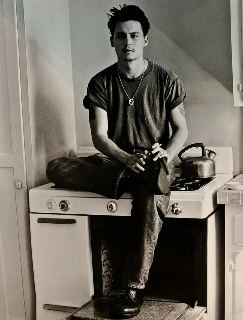 Herb Ritts, Johnny Depp, Los Angeles, 1990: Photographer: Herbert "Herb" Ritts (American, 1952 - 2002) - renowned fashion, art and celebrity photographer. Subject: "Johnny Depp, Los Angeles, 1990 " Type Of Print: Fine Duotone Photo Engraving Da