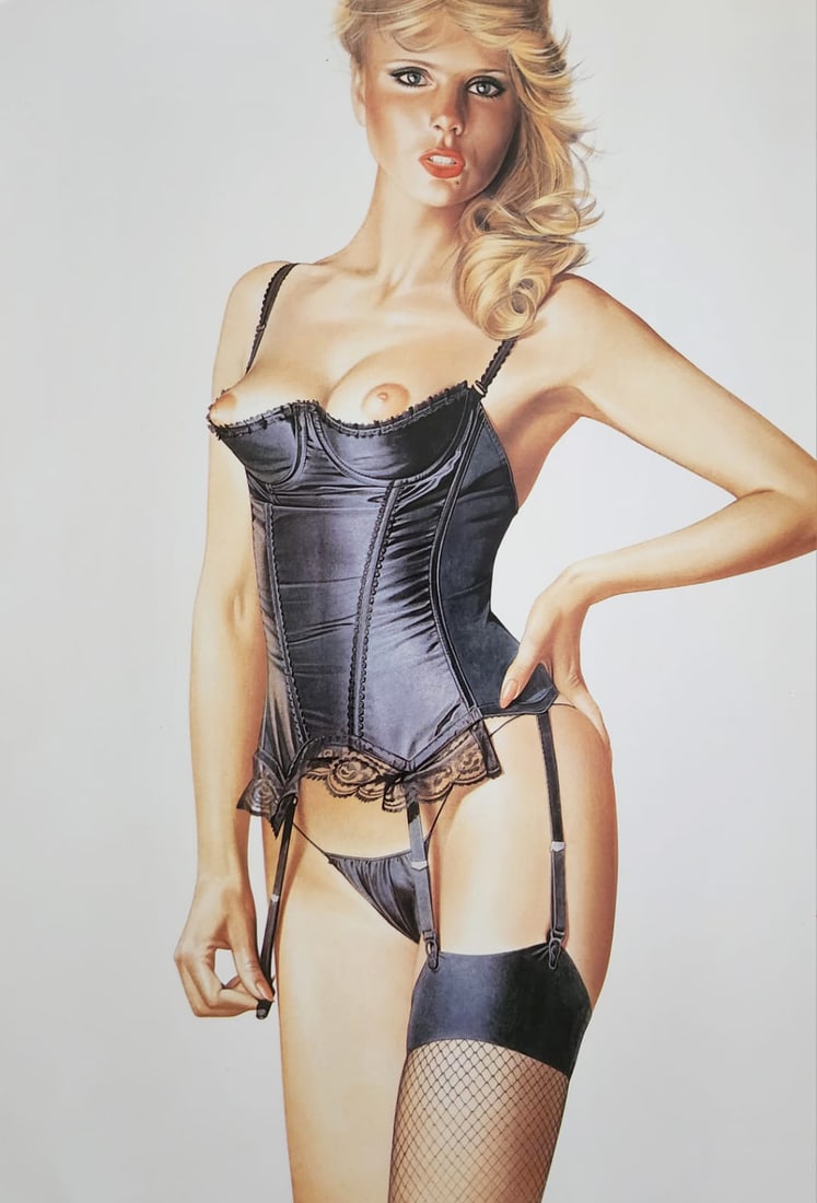 Hajime Sorayama Untitled Offset Lithograph 1985 (42): Artist: Hajime Sorayama Title: FOREVER YOUNG Type: Offset Print Date: 1985 Paper: Medium weight - satin/matte finish. Print Border: No - full-bleed print. Condition: Excellent Verso: Professionally mo