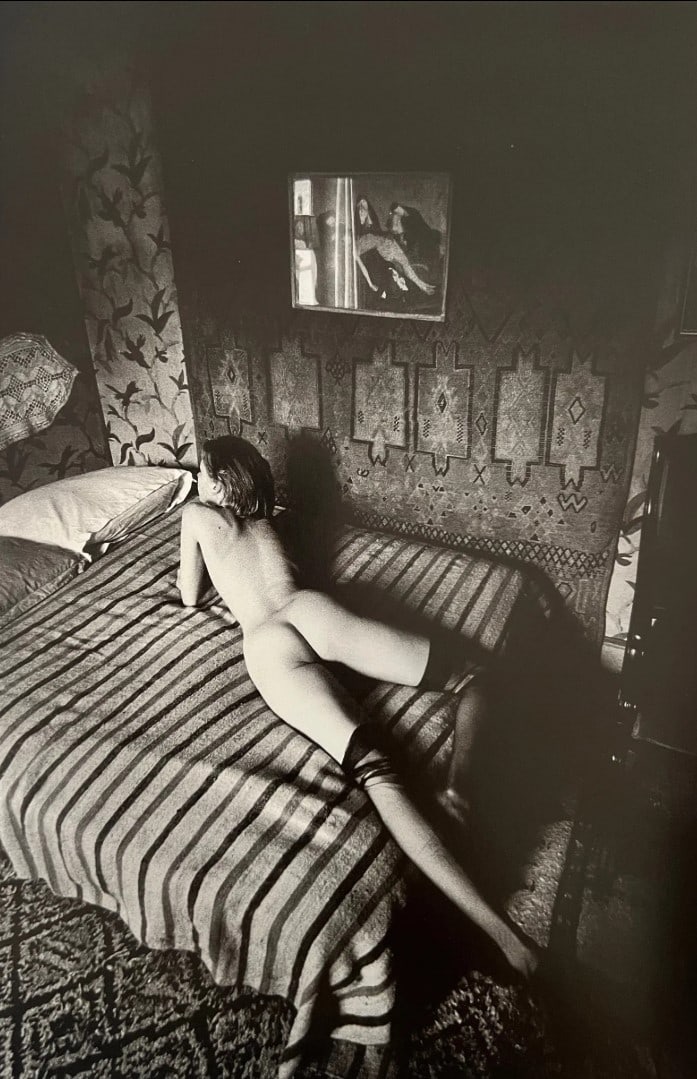 Jeanloup Sieff, Woman On The Striped Bed, Paris 1976: Photographer: Jeanloup Sieff (French, 1933 - 2000) - French photographer critically acclaimed for his portraits, landscapes, nude studies, and fashion imagery. He often made use of a wide-angle lens,