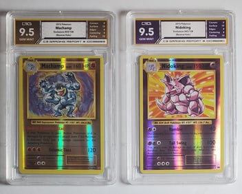 Machamp & Nidoking Reverso Holos 2016 Gem Mint 9.5