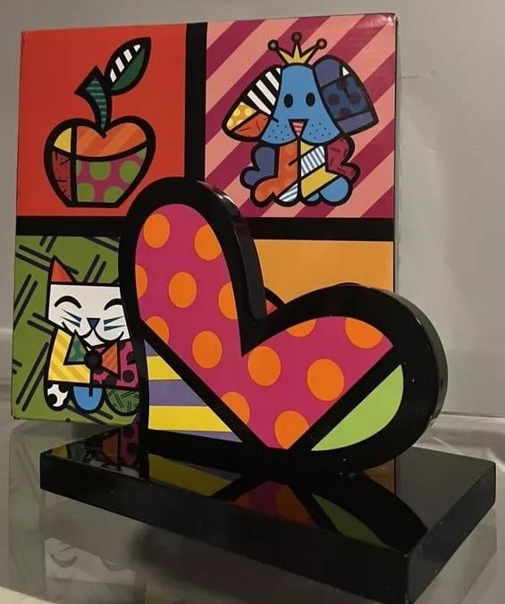 Romero Britto, 'For You' Signed & Numbered, Sculpture Wood Black Base, 2017 (1 of 3)