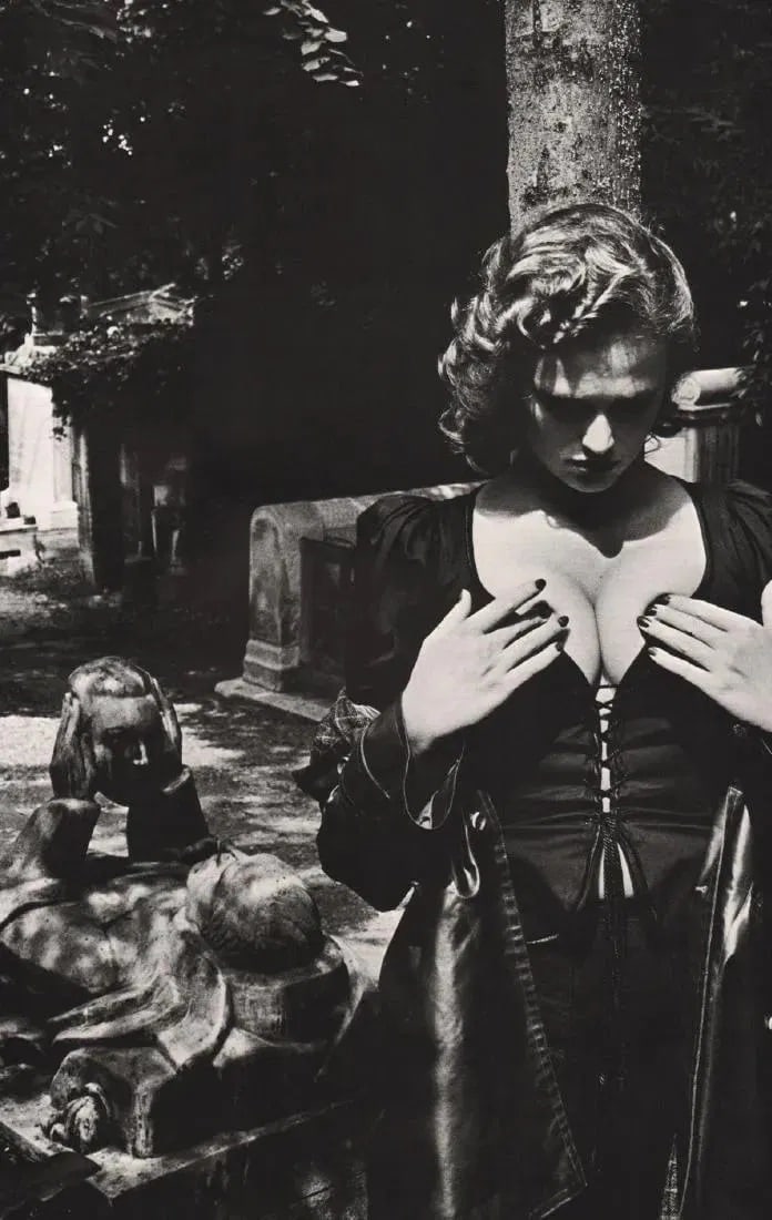 Helmut Newton, Fashion Yves Saint Laurent, Pere Lachaise, Paris, 1977 (1 of 1)