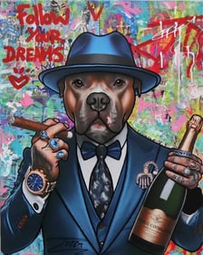 Jozza - Pop Art, 'Big Boss', Mixed Media Acrylic Canvas Painting, 2024, 24"x30"