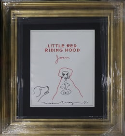 William Wegman Original Drawing Little Red Riding Hood
