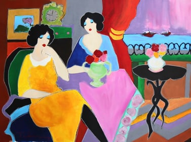 Itzchak Tarkay, 'Untitled', Original Mixed Media On Canvas, 30"x40"