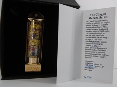 Marc Chagall, 'Levi' Silk Screen in 24K Gold Plated Limited Edition Mezuzah