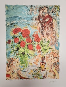 Marc Chagall, 'Red Bouquet With Lovers', Facsimile