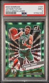 Jayson Tatum 2023, Panini Donruss #197 Green Holo Boston University Baskeball Card - PSA 9