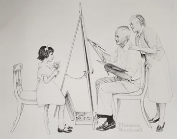 Norman Rockwell, 'Grandfather Painting Granddaughter', American Family Life Porfolio Lithograph,