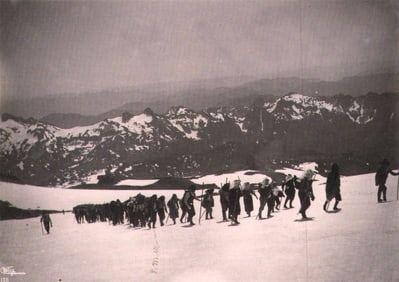 Edward S. Curtis, FIG. 42 Climbing Below Camp Muir, Mazamas Club, 1898