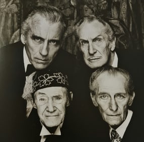 Terry O'Neill, Christopher Lee, Vincent Prince, John Carradine, And Peter Cushing In Costume For The