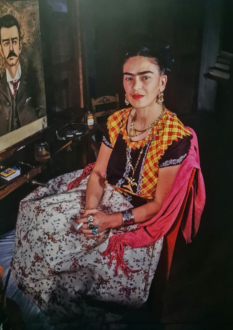 Frida Kahlo, Portrait: Subject: Portrait Subject/Title- Frida Kahlo Photos Type Of Print: Authentic Vintage Sheet Fed Photogravure/Heliogravure Date Of Print: 2021 Publisher: Taschen GmbH Paper: Medium weight, clay coat - s