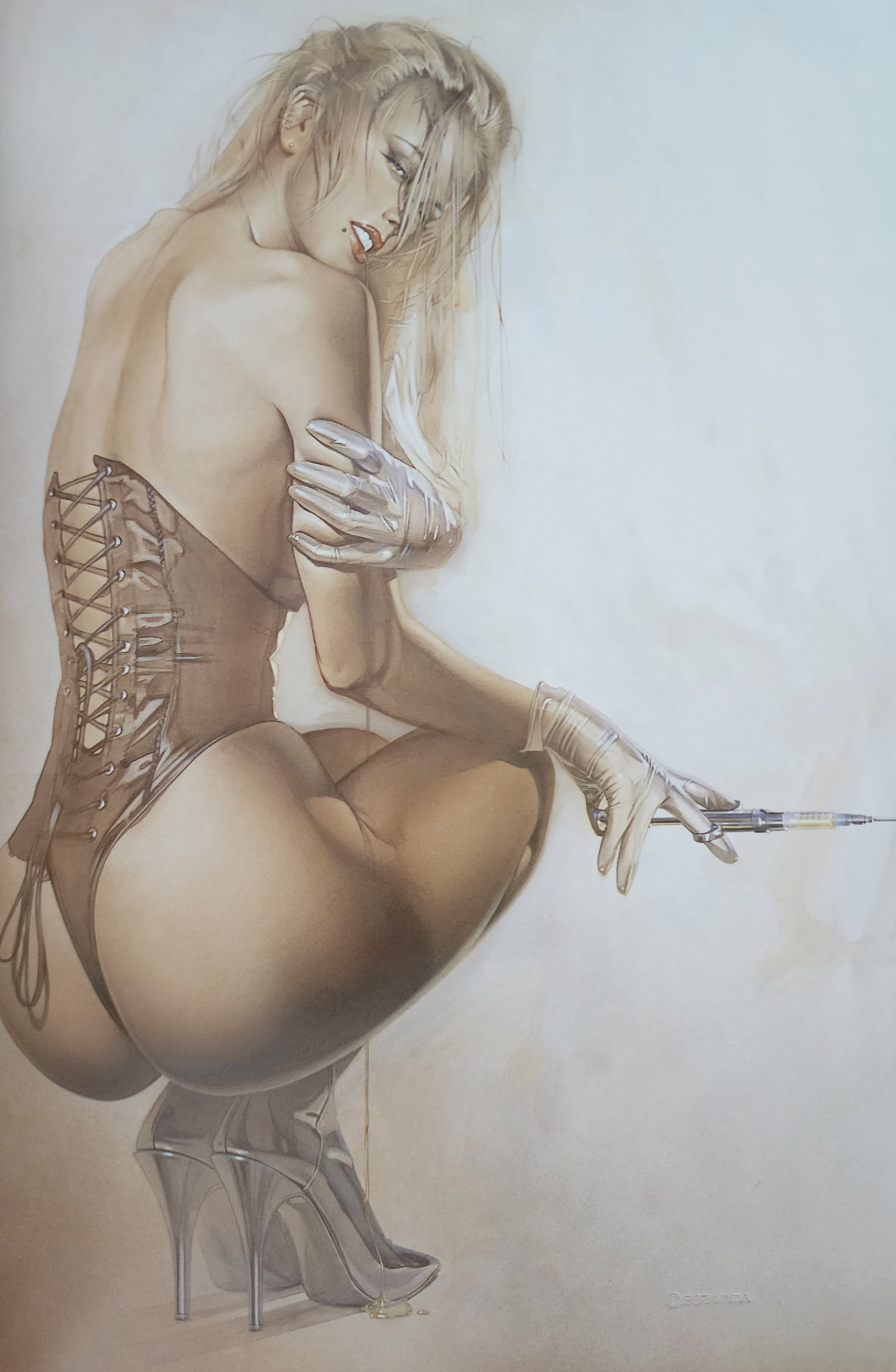 Hajime Sorayama 'Untitled' 2002 offset lithograph: Hajime Sorayama Untitled Medium: Offsetlithograph Image Size: 12 X 8.5 Matted Size: 16 X 14 Print Date: 2002 In excellent condition A certificate of Authenticity is included