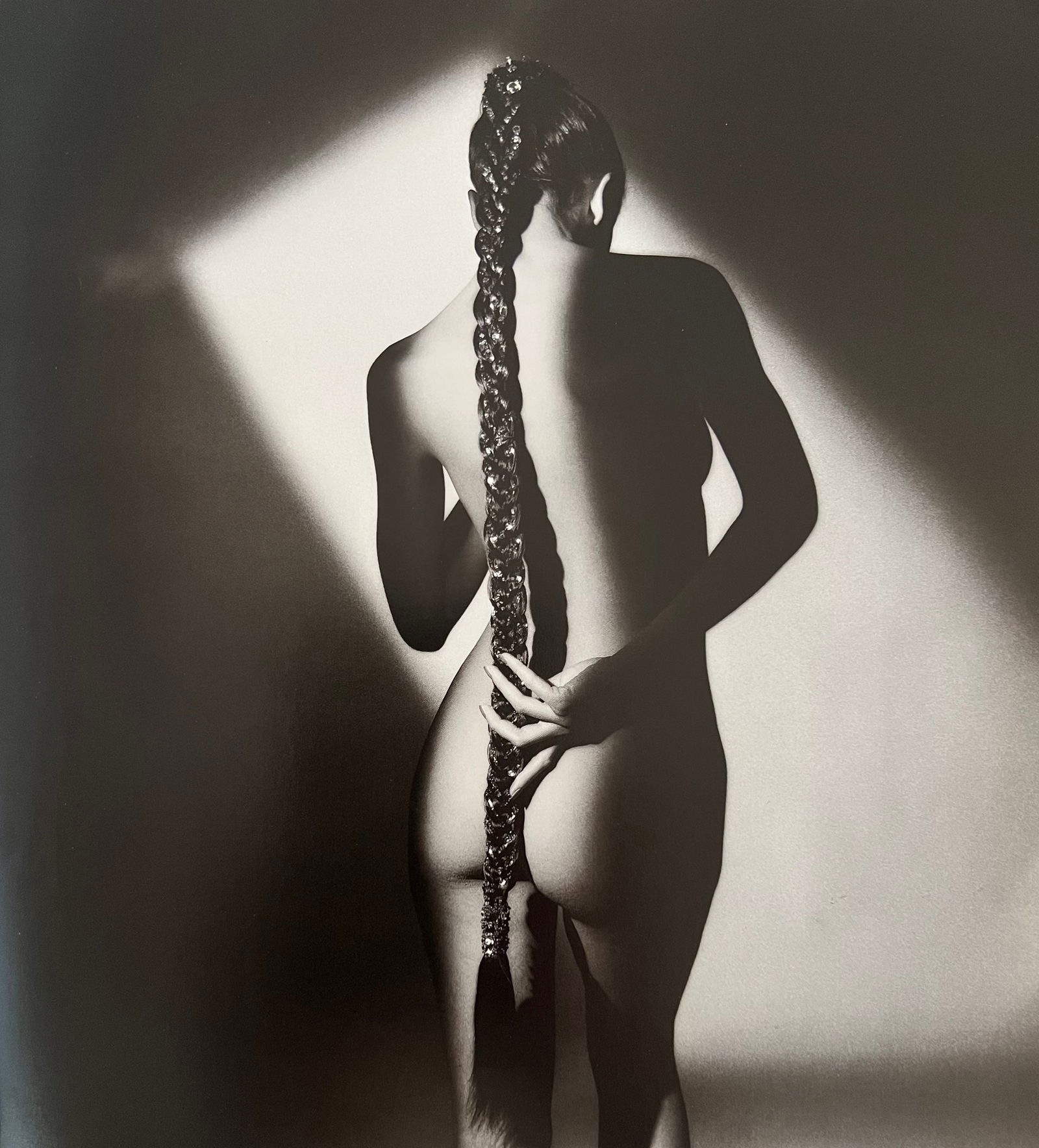 Jeanloup Sieff, Back Is Beautiful, Nude With Dressed Hair, Femme, Paris 1985: Photographer: Jeanloup Sieff (French, 1933 - 2000) - French photographer critically acclaimed for his portraits, landscapes, nude studies, and fashion imagery. He often made use of a wide-angle lens,