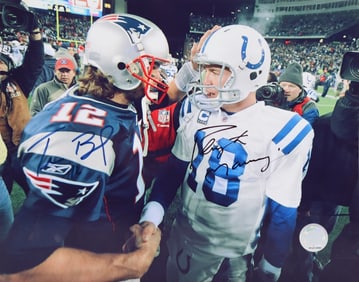 Tom Brady & Peyton Manning, Hand-Signed Authenticated Picture, 8"x10"