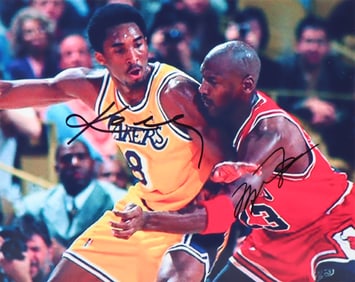 Michael Jordan & Kobe Bryant, Lakers V.S Bulls, Hand-Signed Authenticated Picture (Close-Up), 8"x10"