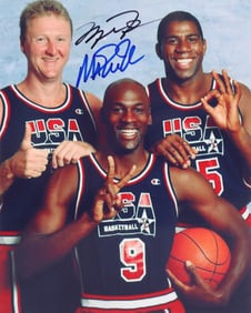 Michael Jordan & Magic Johnson, Hand-Signed Authenticated Picture (Team USA), 8"x10"
