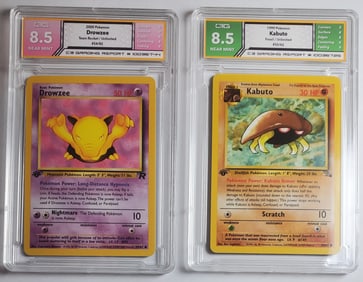 Pokemon 1st Edition Lot of Drowzee & Kabuto Gem Mint 8.5