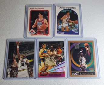 John Stockton & Karl Malone 5 Basketball Card Lot