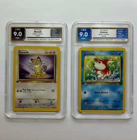 Meowth & Goldeen 1999 1st Edition Pokemon Cards Gem Mint 9