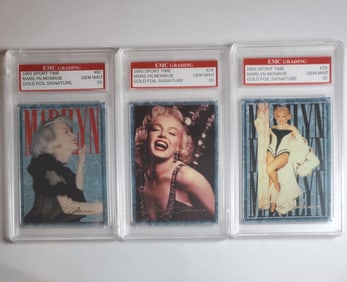 Marilyn Monroe Set of 3 Gem Mint 10 Cards