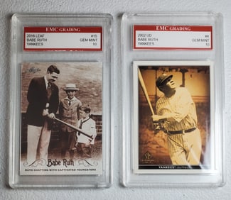 Babe Ruth Lot of 2 Cards, Gem Mint 10