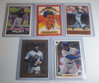 Ken Griffey Jr Lot of 5 Baseball Cards Including Rookie