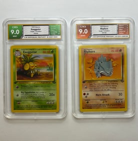Ryhorn & Exeggutor 1999 1st Edition Pokemon Cards Gem Mint 9