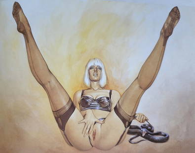Hajime Sorayama 'Untitled' 2002 offset lithograph: Hajime Sorayama Untitled Medium: Offsetlithograph Image Size: 12 X 8.5 Matted Size: 16 X 14 Print Date: 2002 In excellent condition A certificate of Authenticity is included