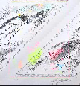 Marc Chagall, 'Fiancailles Au Cirque 1983' Lithograph In Clolors