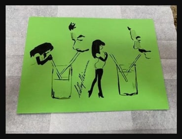 LeRoy Neiman, Playboy Femlin's Share A Drink with Neiman, Original Signed Watercolor Drawing