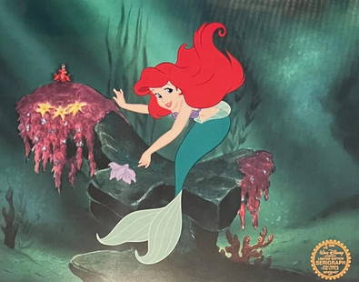 Disney, The Little Mermaid - Ariel Under The Sea, Limited Edition Sericel: Limited edition Serigraph Cel of Ariel from The Little Mermaid. From 1989 Walt Disney Studios - The Little Mermaid. Disney’s own artists have selected this scene from the original animation drawings